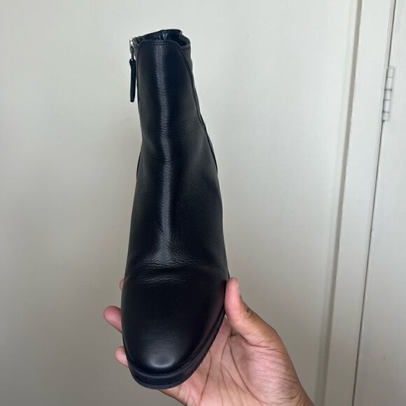 Aquatalia Black Weatherproof Judy Tumbled Calf Leather Wedge Heel Booties 9.5 - Picture 8 of 15